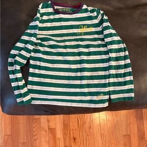 Harry Potter Mini Boden Slytherin Striped Green and White Long Sleeve Tee